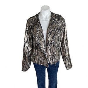 Guess Teeya Metallic Gilded Moto Jacket New
